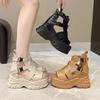 2025 summer height increase Roman sandals women's outer wear fashion casual muffin thick-soled high-top sandals high-heeled fish mouth cool boots