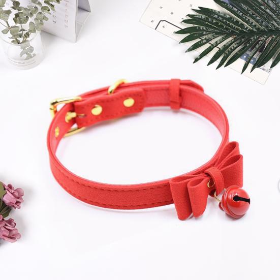 Bell Bowknot Faux Leather Belt Adjustable Collar Choker Bondage Necklace Sex Toy