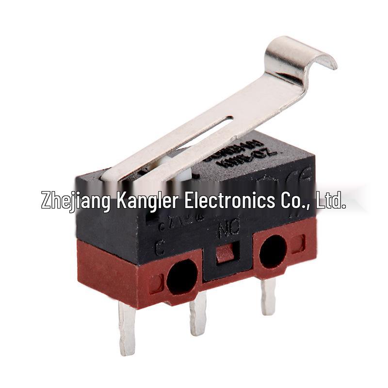 KW5-OZ Micro Switch with Bent Lever, Red Base, and Three-Prong Plug