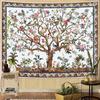 Vintage Floral Bird Leaf Print Tapestry Bohemian Aesthetic Wall Decor Polyester for Living Room Bedroom Home Decor