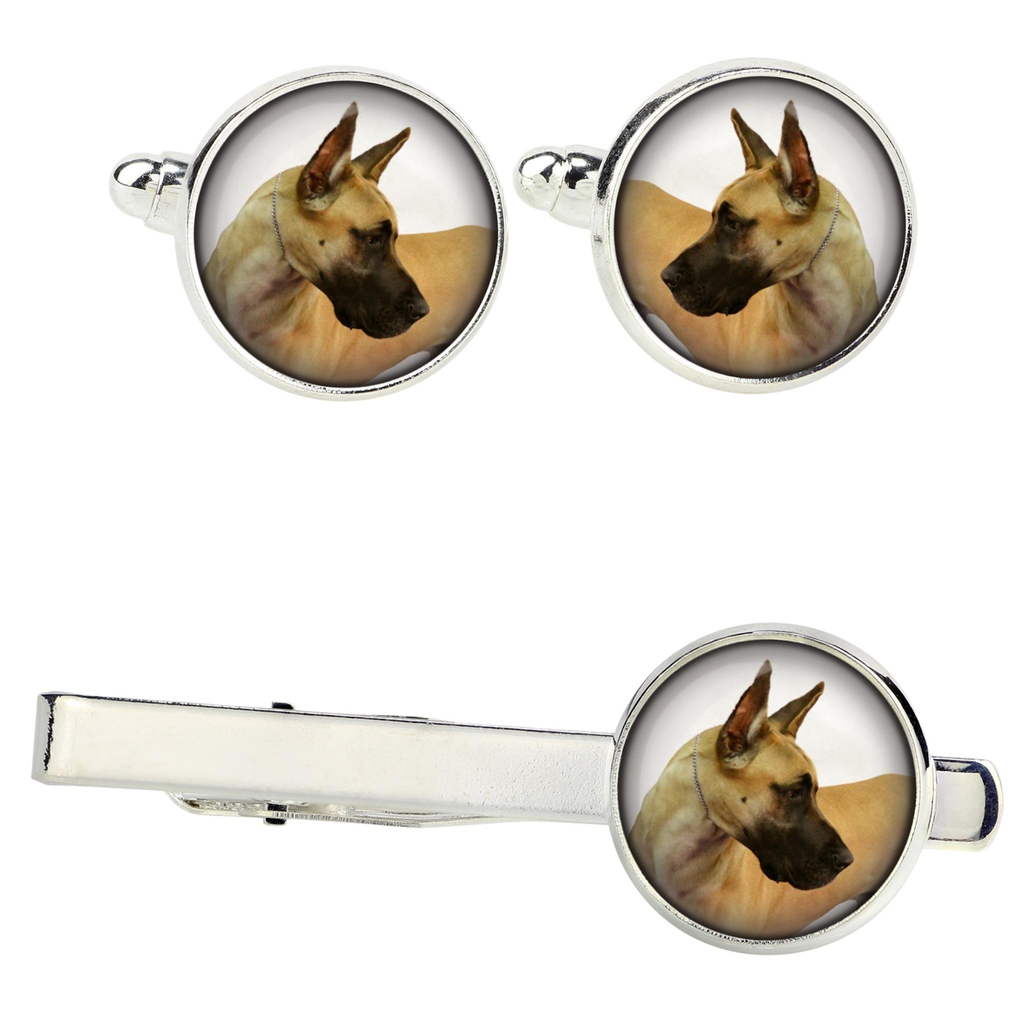 

Great Dane I - cufflinks and tie with your photo, a suit decoration, men s jewelry from the Art-Dog brand. срібний