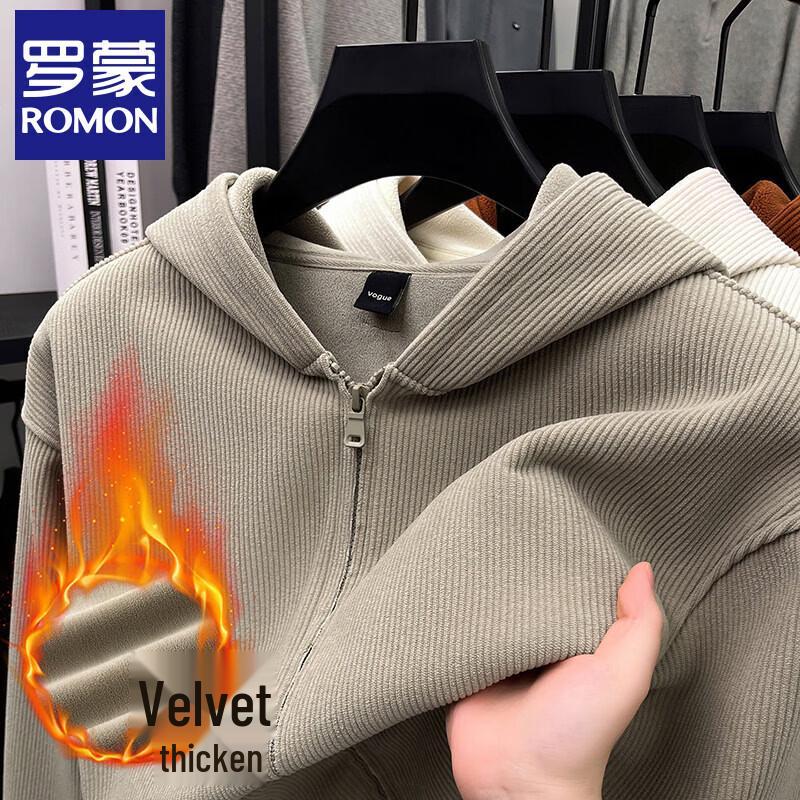 Romon Men s Hooded Zipper Cardigan Sweatshirt 2XL