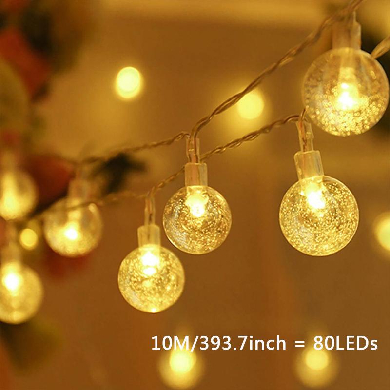 

Светодиодный хрустальный шар гирлянда 220 В 10 м 20 м сказочный глобус гирлянда для праздника, свадьбы, вечеринки, патио, рождественское украшение 10M 80LEDs теплый белый