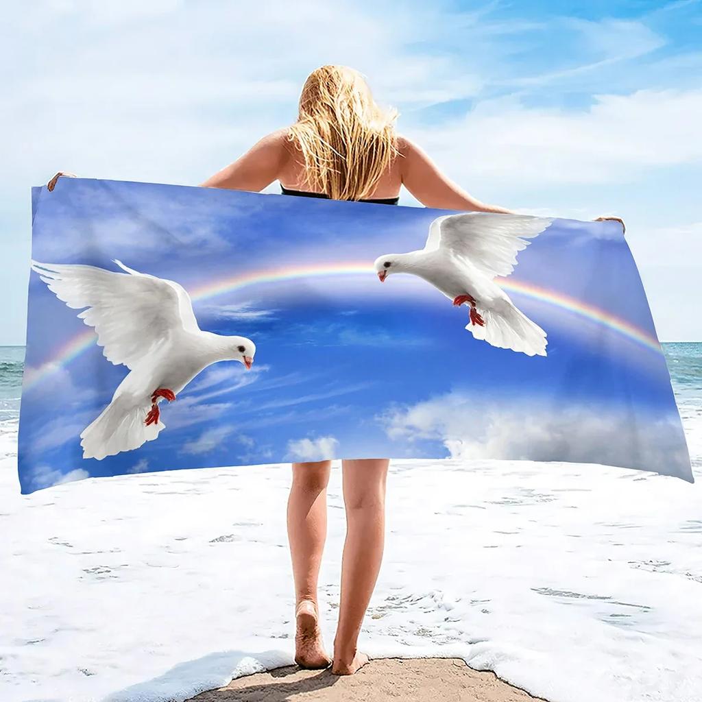 Microfiber Sand Free Beach Towel Super Absorbent Lightweight ThinTowel Blanket for Travel Pool Swimming Bath Camping Love&Peace