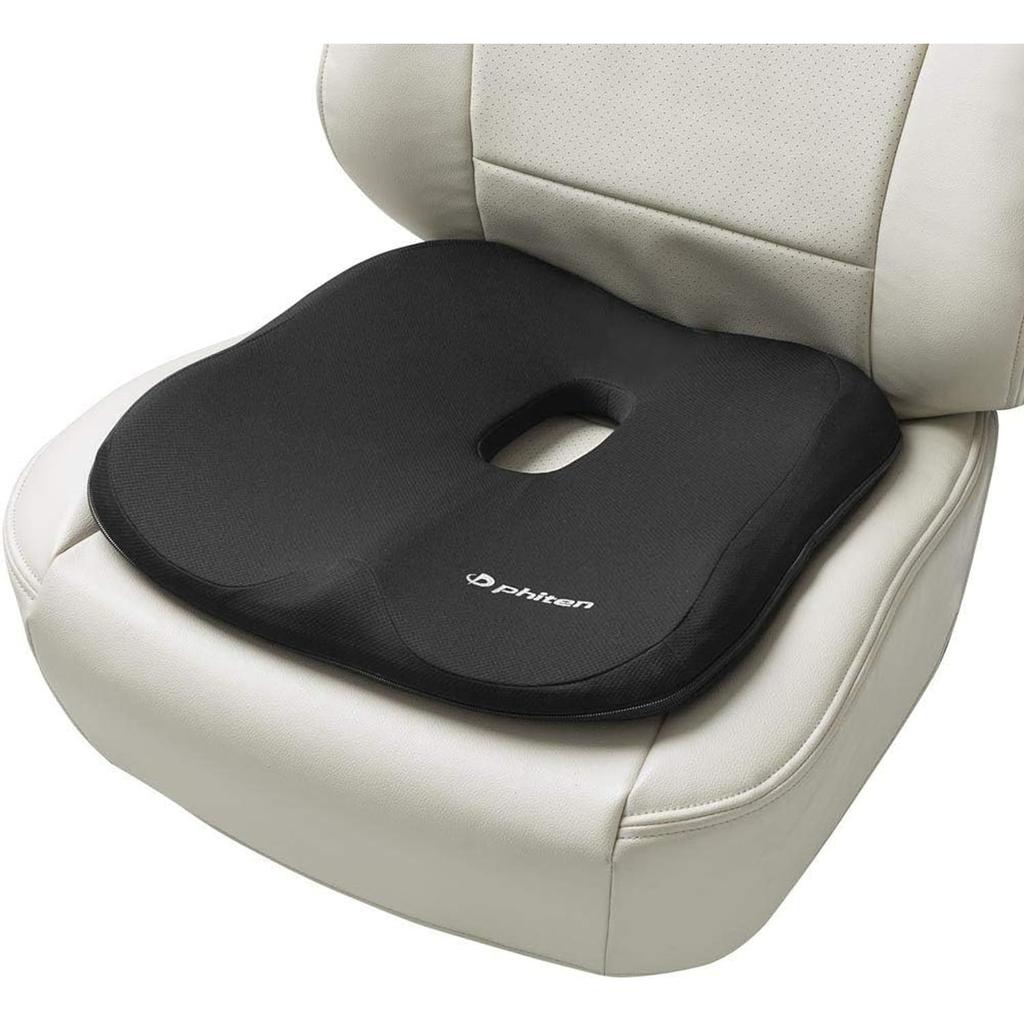 BONFORM Phiten Hip Seat Cushion, Perforated, 44 x 44cm, Black, Made with Aqua Titanium, Low-Rebound, Relieves Back Pain and Fatigue, 5815-13BK