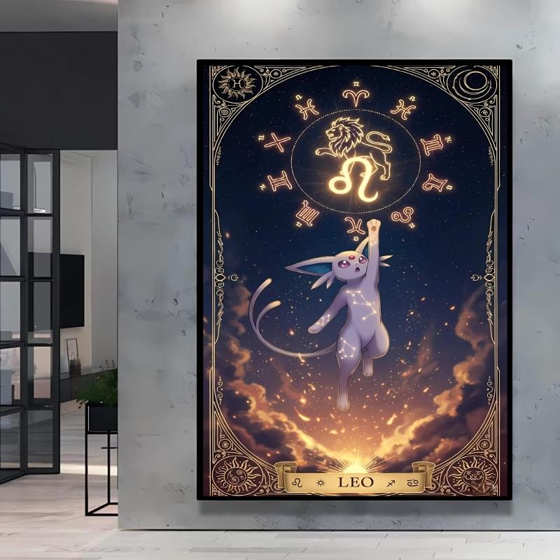 High Quality Canvas Pokemon Flareon Anime Poster Unique Design Cartoon Picture HD Printing Modern Home Living Room Wall Decor