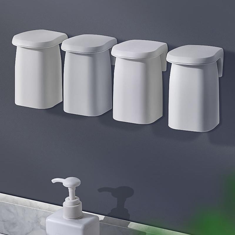 1 Stück Japanischer Stil Minimalistisch Magnetischer Mundspülbecher Wandmontiert Zahnbürsten-Aufbewahrungsregal Putzbecher Waschbecher Dental Ja