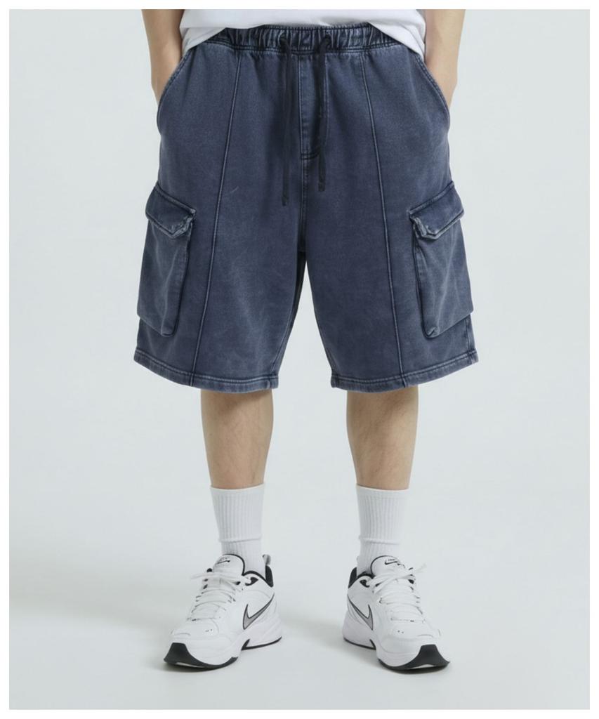 DOUBLE JD Pigment Washed Cargo Shorts (Navy)