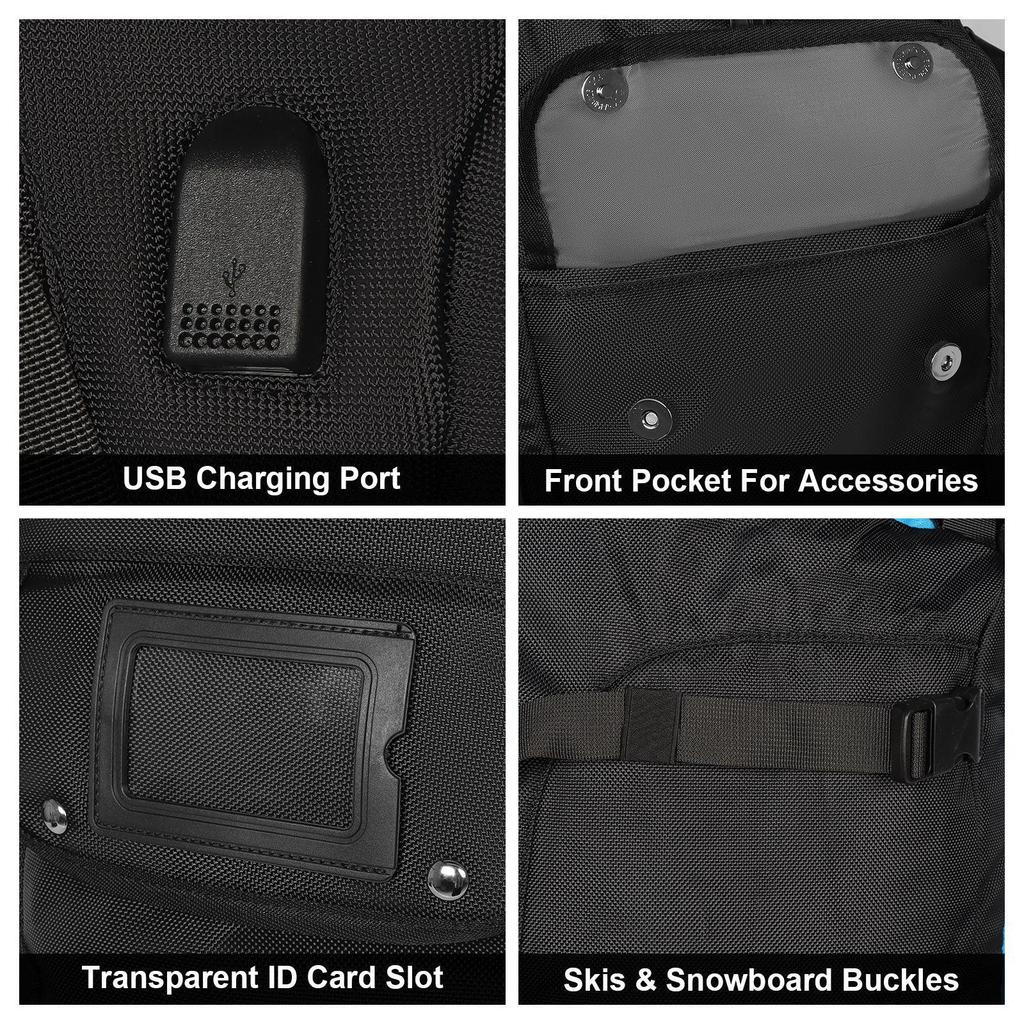 Multifunctional Ski Backpack: Double Shoulder, Ski Boot & Helmet Storage, Wet/Dry Separation