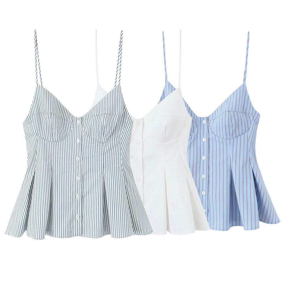 

2025 Spring Women s Slim Fit Sweet Striped Pleated Camisole Medium сірий колір
