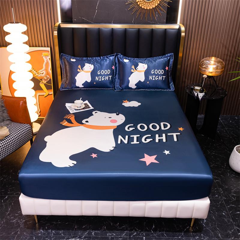 Ice Cooling Fitted Sheet for Queen Bed funda de colchón Cartoon Printed Bed Cover for Kids King Bed Protectors Smooth Bed Sheets