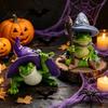 Halloween Wizard Frog Ornament Witch Ornaments, Resin Magic Figurine, Micro-landscape Miniature Unique Collectible Statue for Home Desktop Fish