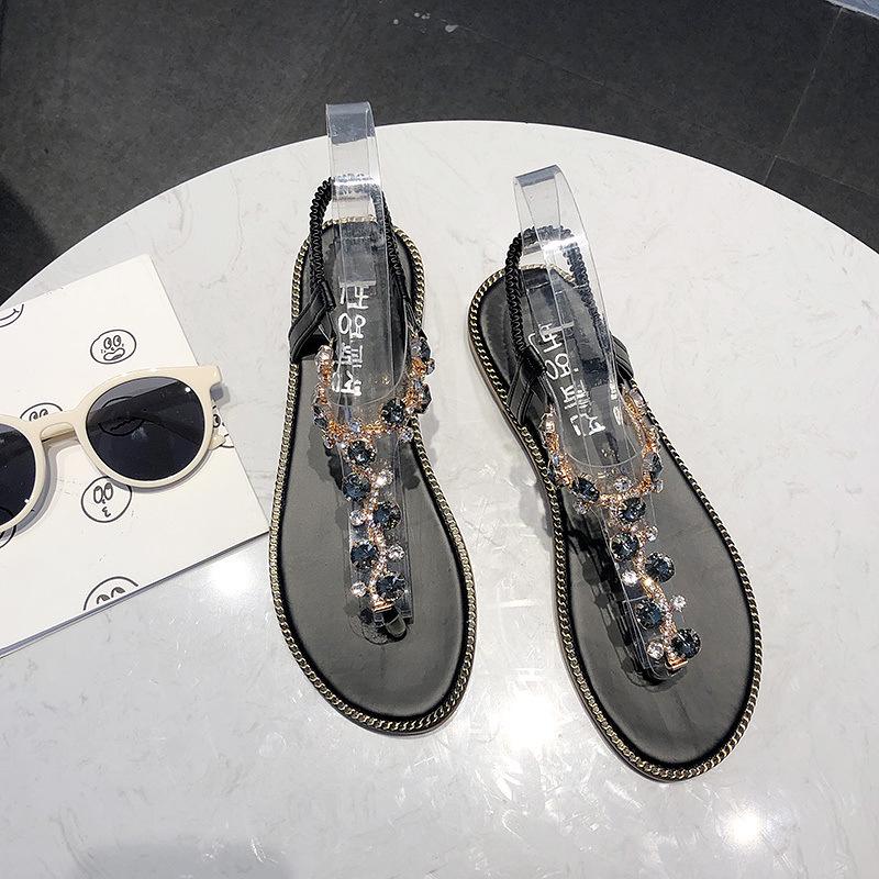 2019 Böhmische Strass Clip-Zehen Flache Damen Sandalen