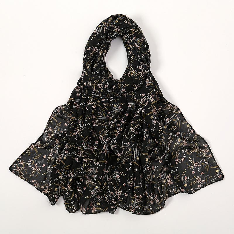 180*70cm Unique Women's Floral Scarves Lightweight Sheer Silky Feeling shawl Chiffon Flowers Printed Scarf