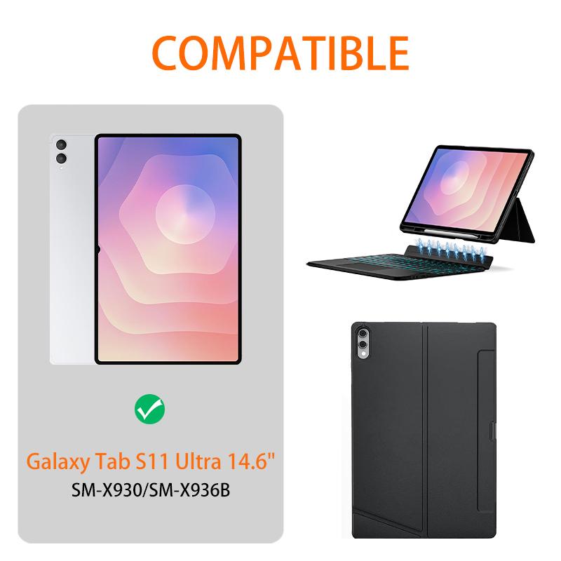 Wireless Detachable Keyboard Cover Suitable for Galaxy Tab S11 Ultra with Built-in Touchpad Keyboard Cover