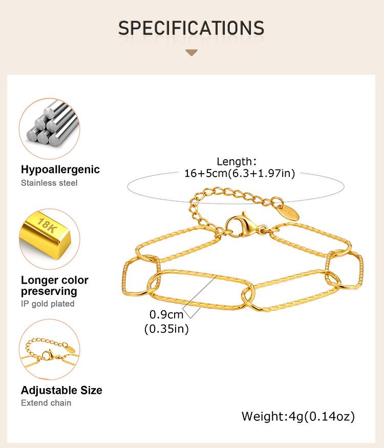 Women's Bracelets 18k PVD Gold Plated Stainless Steel Chain Minimalist Bracelet Waterproof Jewelry