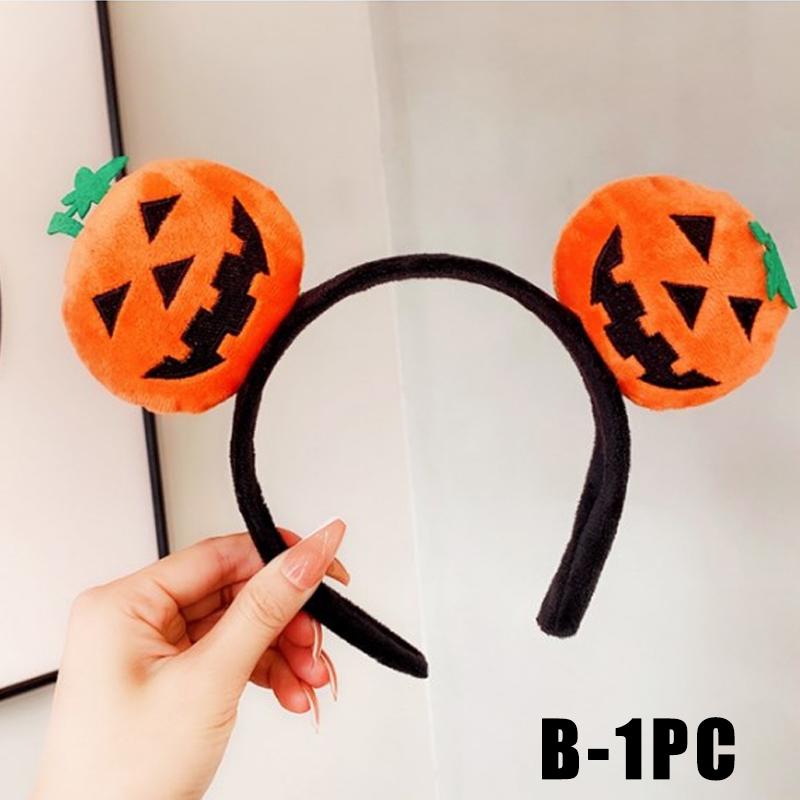 Devil Pumpkin Headband Hair Hoop, Halloween Costume Funny Cartoon Horn Hair Accessory for Party Performance & Festival Decor