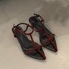Bailamos2025 Summer New Women Sandals Thin Low Heel Ankle Strap Dress Party Shoes Fashion Narrow Band Ladies Gladiator Shoes