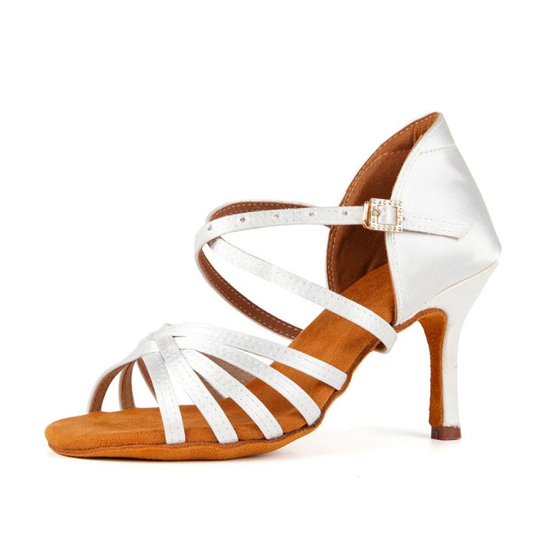 Women's Latin Dance Shoes Ballroom Dance Shoes Silk Satin Salsa Shoes