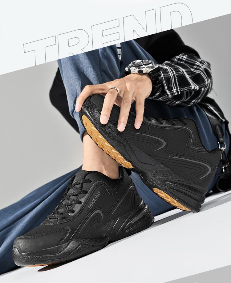 Men's Waterproof Leather Sports Shoes: Autumn/Winter White, Non-Slip, Wear-Resistant for Junior High Students