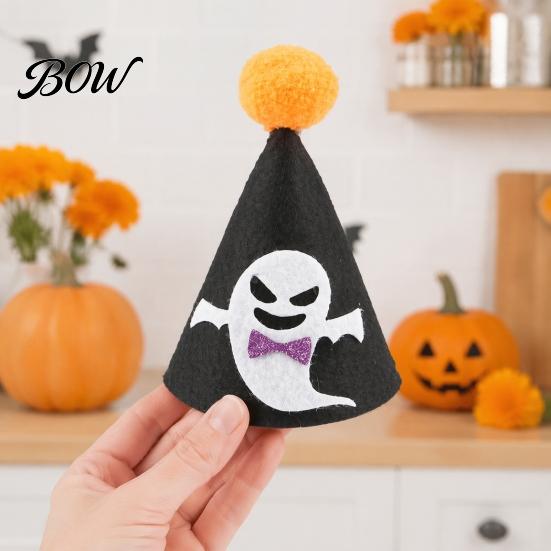 Holiday Pet Hat Halloween Pointed Hat, Cute Ghost Witch Pumpkin Cat Pom-pom Comfortable for Cats And Small Dogs Party