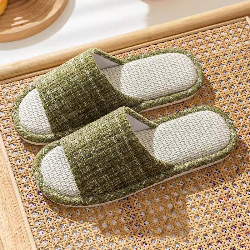 Linen Couple's Slippers Indoor Home Household Women Slippers Cotton Linen Couples Anti-slip Slippers Floor Mute Sandals Slippers