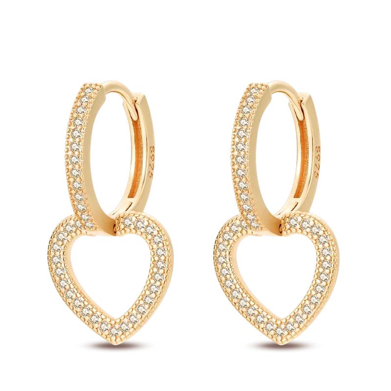 Original New In 925 Silver Gold Star And Moon Pave Colored Zircon Earrings For Women Trending Fashion Jewelry Birthday Gift