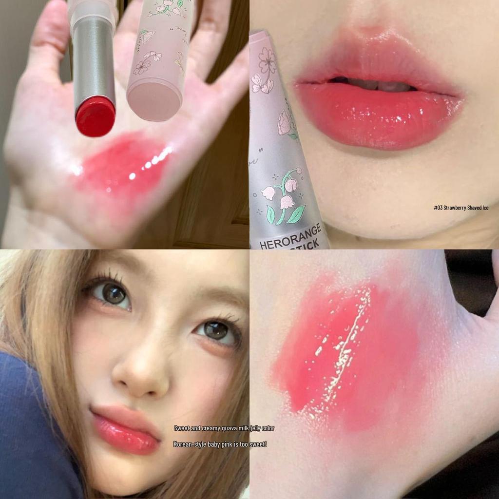HERORANGE Water Glow Lipstick: Clear, Long-lasting, Non-transfer, Moisturizing Lip Glaze for Bright, Bare Lips - Perfect for Students & Parties