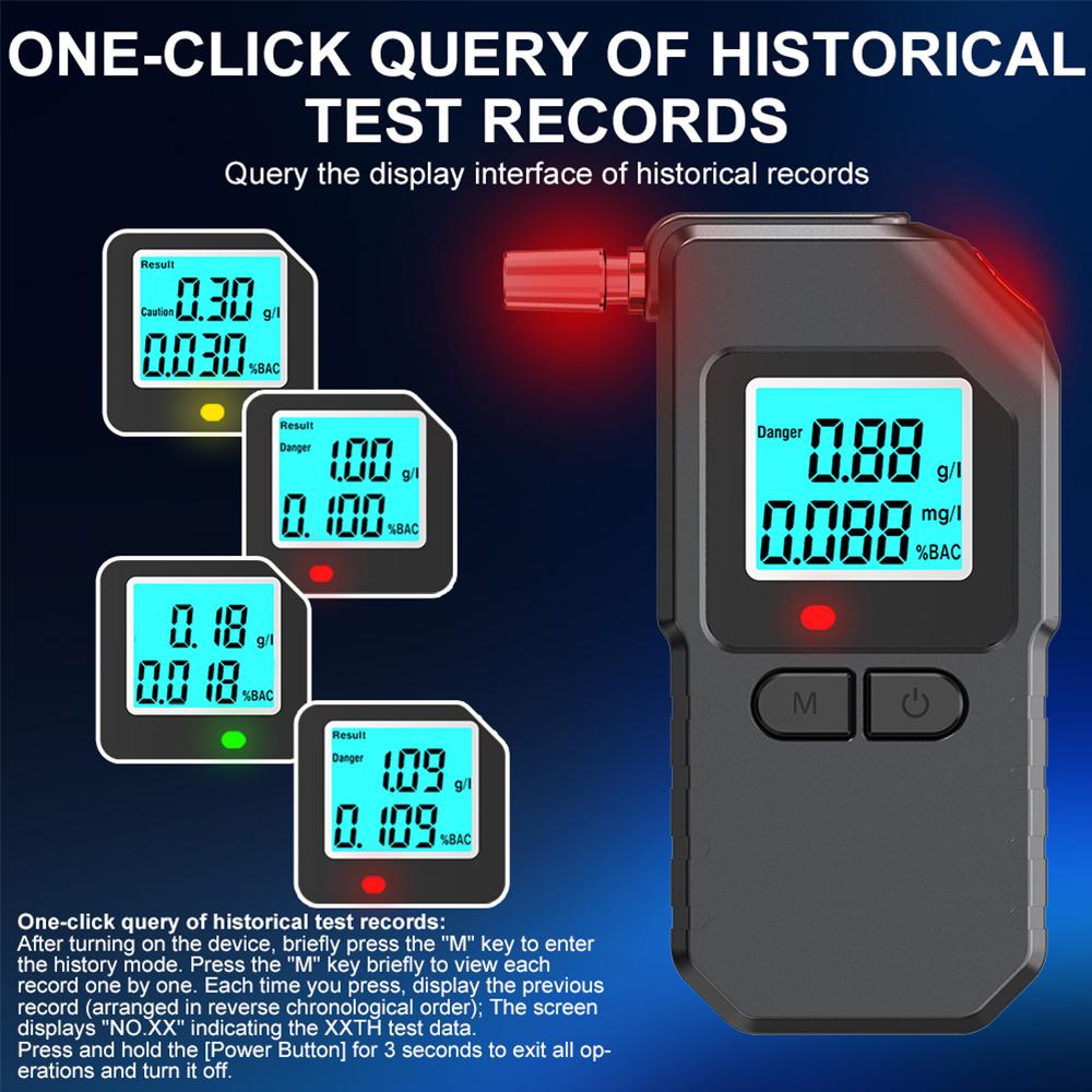 LCD Display Alcohol Detecor Semiconductor Alcohol Meter Accuracy Breath Alcohol Tester Police Alcohol Checker Drunk Driving Test