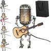 Mic Rockbot, Microphone Desk Lamp, Metal Microphone Mini Guitar Night Light Decoration (Yellow)