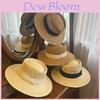 Summer Flat Top Wide Brim Straw Hat For Women Sun Protection Beach Accessory