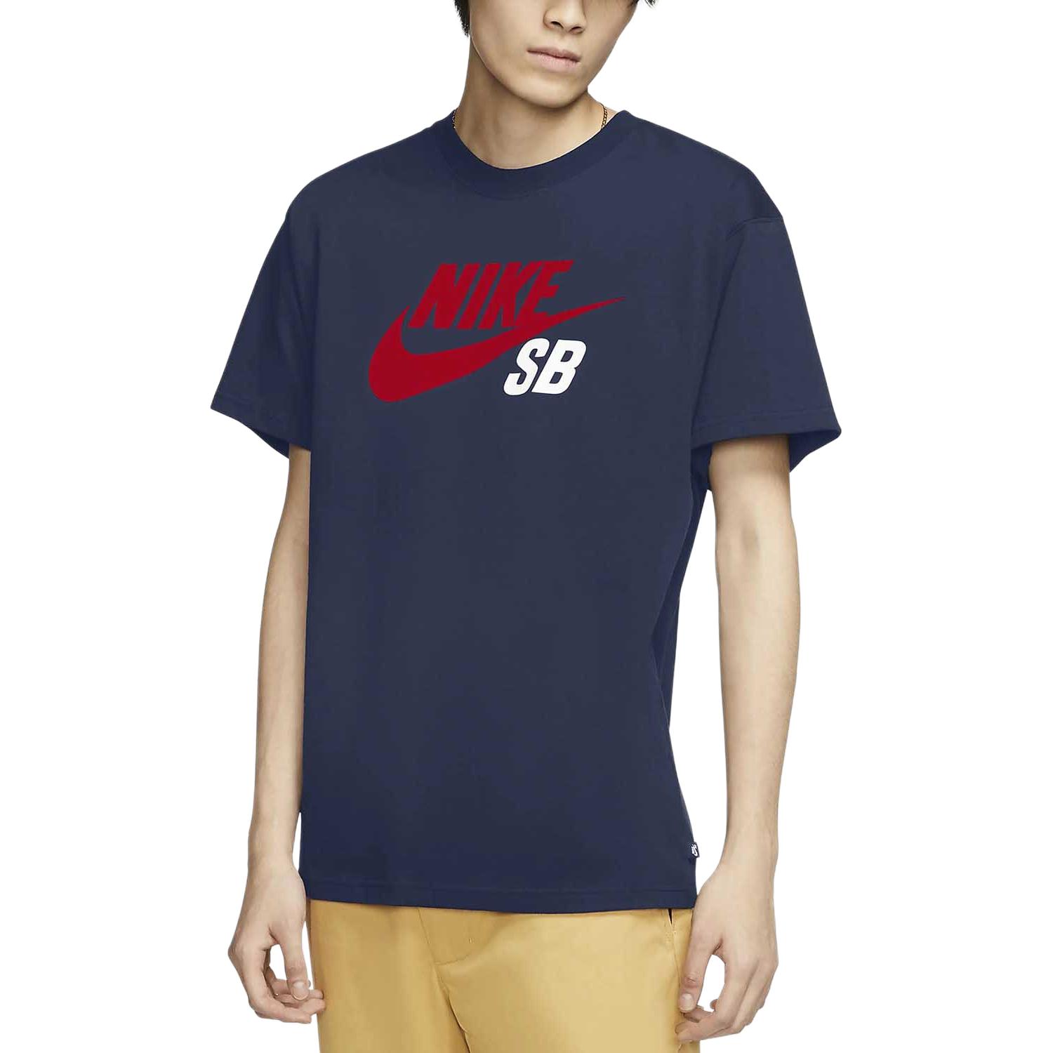 Nike T Shirts Men s Navy Blue Crew Neck Moderate Straight Fit CV7540-410 M