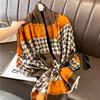 New simple and versatile geometric fashion scarf women's thin simulated silk shawl sunscreen long large size silk