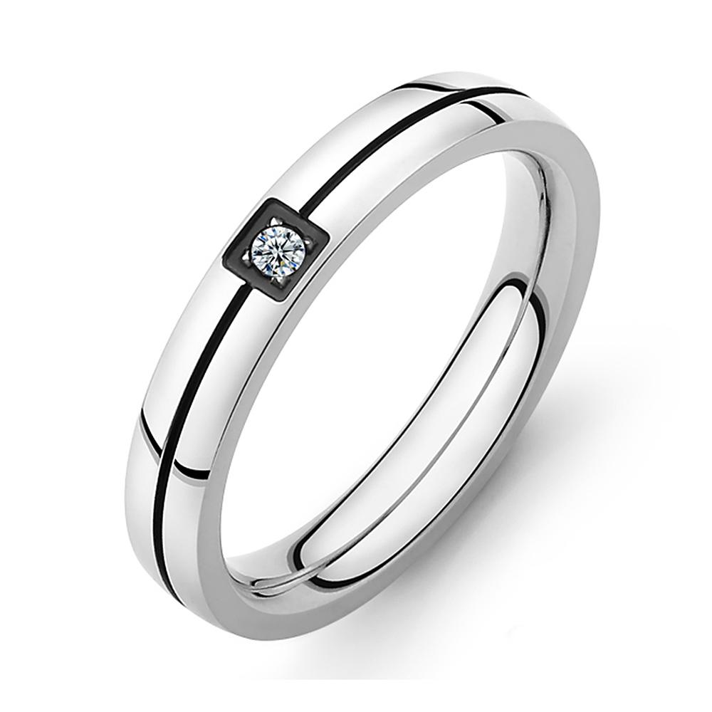 JeeMango Mosaic Cubic Zirconia Ring Stainless Steel Shinning Crystal Couple Ring Forever Love For Romantic Wedding Rings R19102