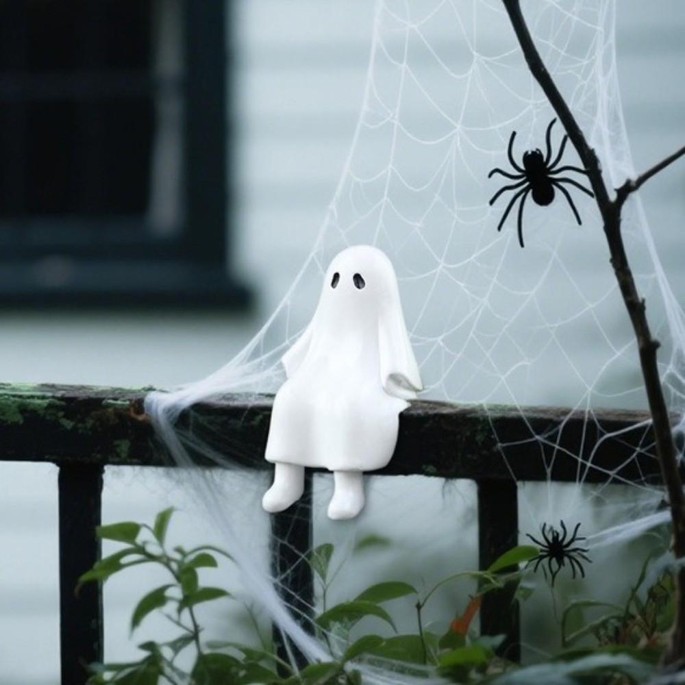 Cartoon Halloween Ghost Figurine Resin Ghost Ornament Ghost Statue  Windowsill Decoration