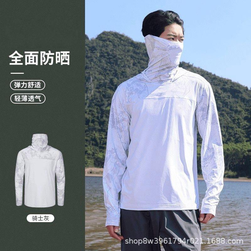 Mens UPF 50 Quick-Dry Fishing Sun Protection Hooded Rash Guard T-Shirt Beach Surfing Outdoor Activities
