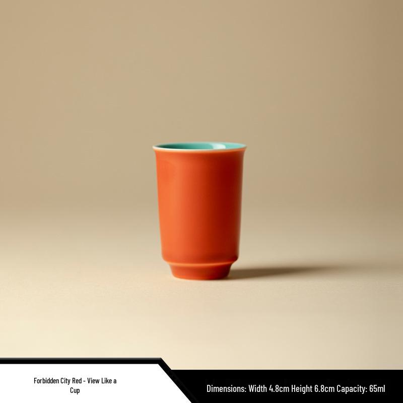 Forbidden City Red Gongfu Tea Set: Ceramic Teapot, Lid Bowl, Filtered Tea Cup, Fair Cup, and Pot Stand Ornament