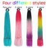 XINRAN Synthetic Long Straight Braids Hair With Rubber Bands Rainbow Braided Ponytail For Women And Girls Cosplay Party Accessories