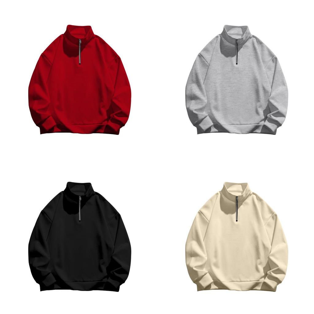 Felpa da uomo con colletto alto e zip in pile per l'inverno, stile casual urbano