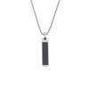 Men's Striped Square Pendant Necklace - Personalized Polished Stainless Steel Sweater Chain Jewelry