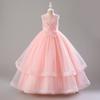Vestito da Principessa per Bambina Elegante Matrimonio Festa di Compleanno Ballo Abito da Sera Bianco Prima Comunione Formale Abito in Pizzo per Bambine