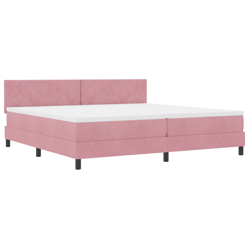 LED Box Spring Bed with LED Light Strips Pink 200 x 200 cm Velvet