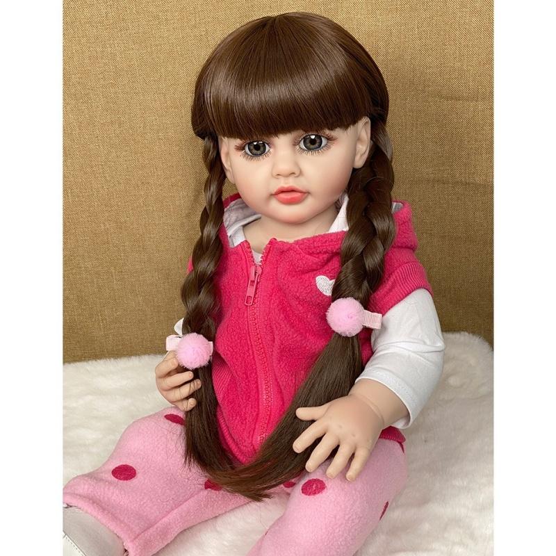 Realistic Reborn Baby Girl Dolls Betty Raya Pasted Wig Hair Simulation Doll 55cm Full Silicone Body Bathing 22 Inch Collection Art Doll Baby Play Toys