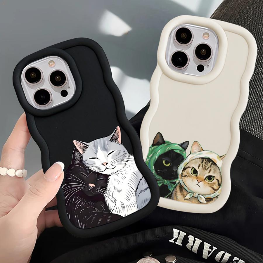 Case for iPhone 12 XR 16 Pro Max 11 8 14 13 17 Air 15 Plus Soft Phone Cover Cute Cat