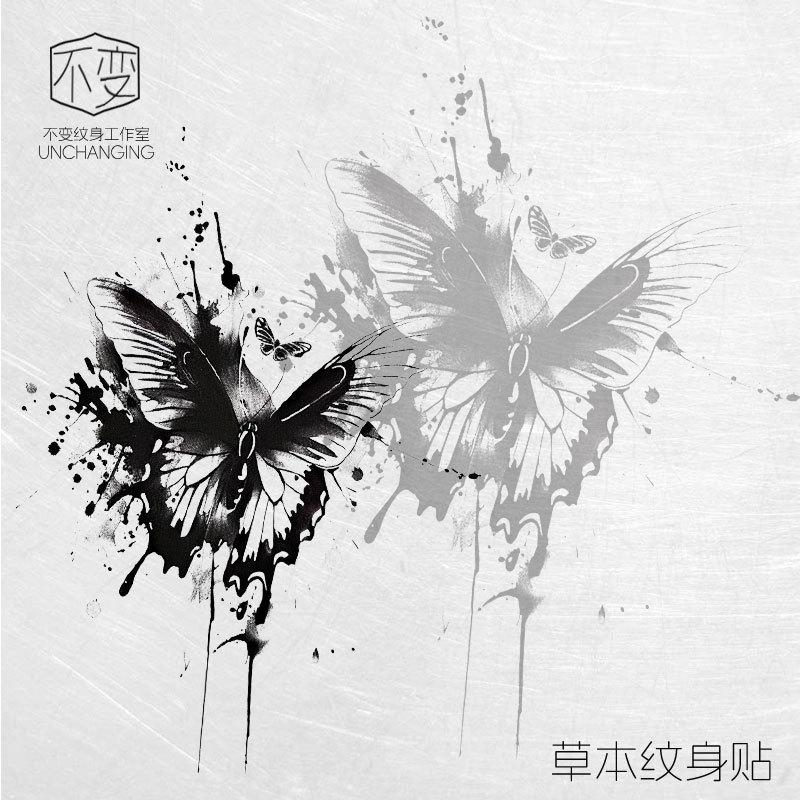 Schmetterling Kräutersaft Tattoo-Aufkleber, Nicht-reflektierendes realistisches Design, Langlebige wasserdichte Körperkunst für einen auffälligen Stil