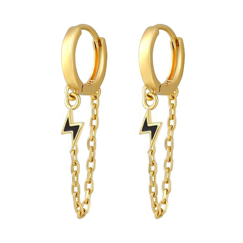 925 Silver Needle Vintage Gold Earrings for women Fashion Lightning Pendant Hoop Earrings Wedding High Luxury Jewelry