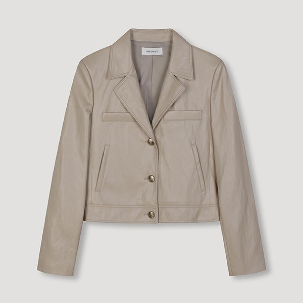 

She S miSS Cropped Leather Jacket Swwjkn31040 Lb light beige/66