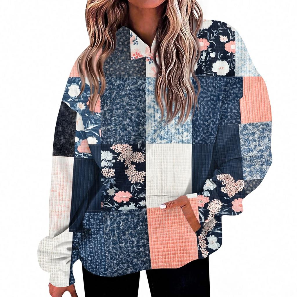 Women's Fashion Daily  Casual V-Neck Long Sleeve Printed Top