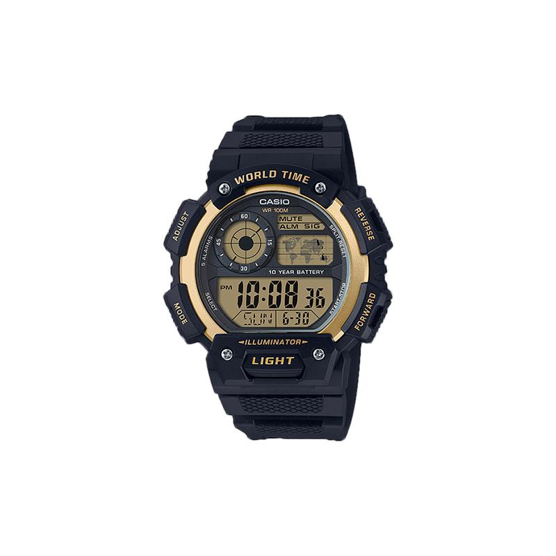 

Casio YOUTH series - disc digital display, ten years of electric retro fashion, quartz movement, resin strap, Japanese and Korean watch, AE-1400WH-9A золотой