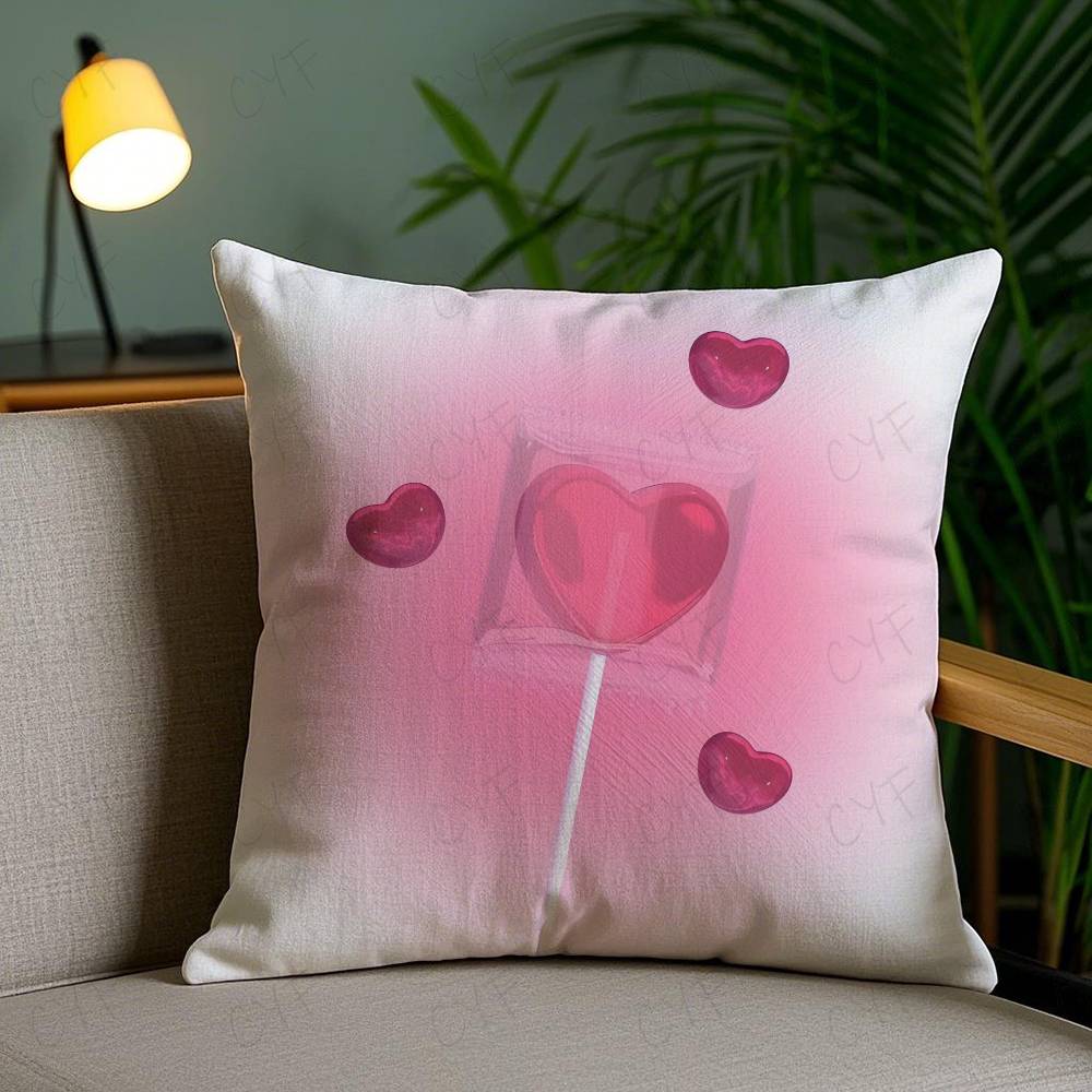 Sweet Pink Candy Pillow Case Safe Custom Photo Pillow, Anti-Fade Brushed Fleece Cushion, Maternal & Infant Safe.